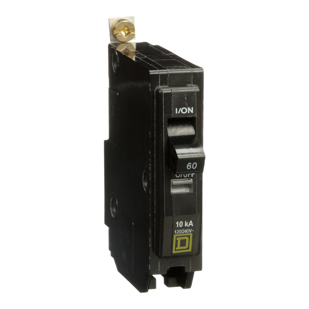 QOB160 – Mini circuit breaker, QO, 60A, 1 pole, 120/240VAC, 10kA, bolt on