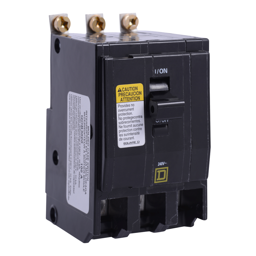 QOB300 – Mini switch, QO, 60A, 3 pole, 240VAC, 10kA, bolt on