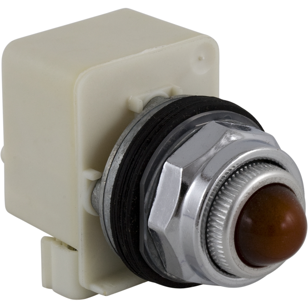 Mayer-DDS-Push-to-test pilot light, Harmony 9001K, metal, polycarbonate, domed, amber, 30mm, LED yellow, 120V-1