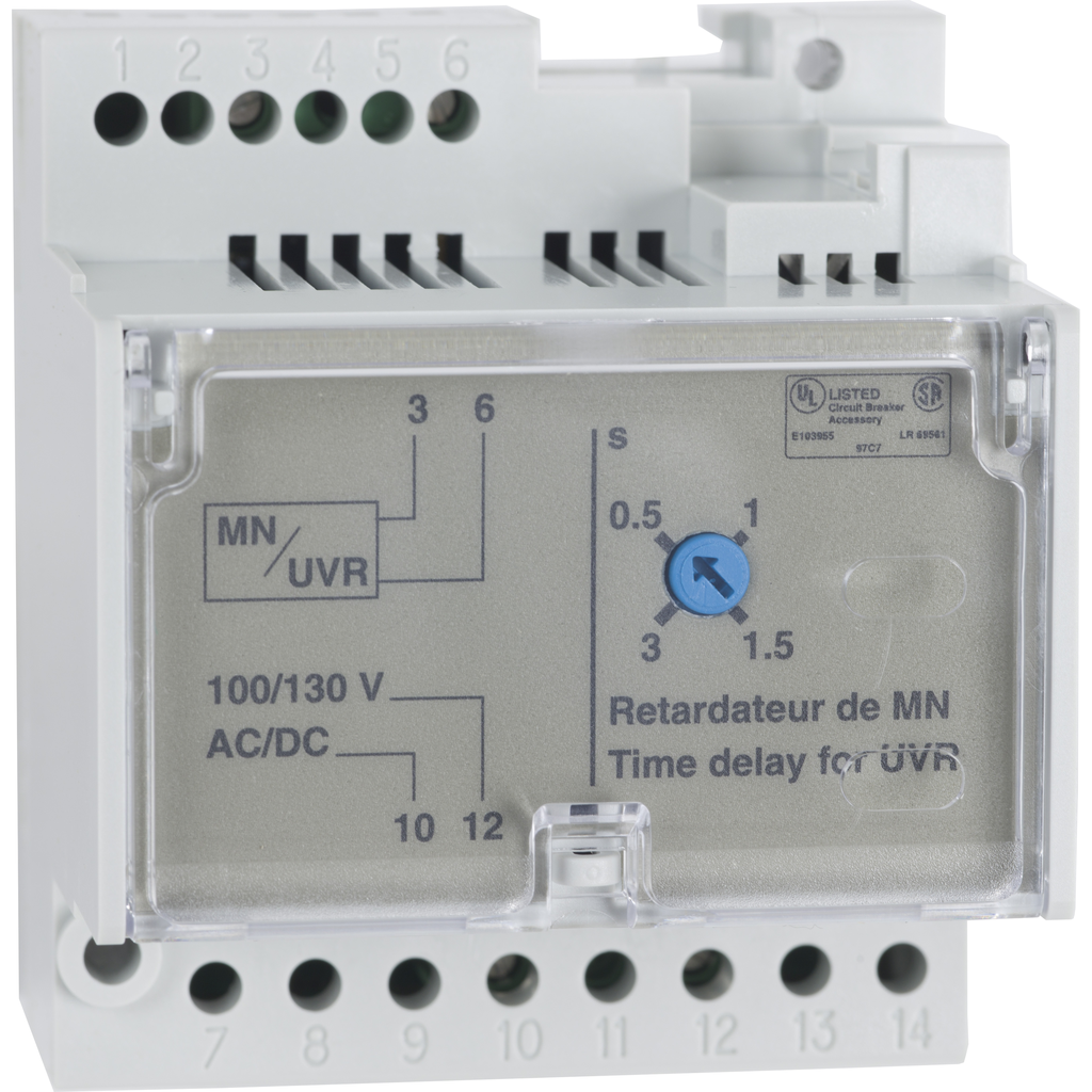 S33682 – Circuit breaker accessory, PowerPacT B/H/J/L/M/P/R, time delay module, 200V to 240V AC/DC, adjustable