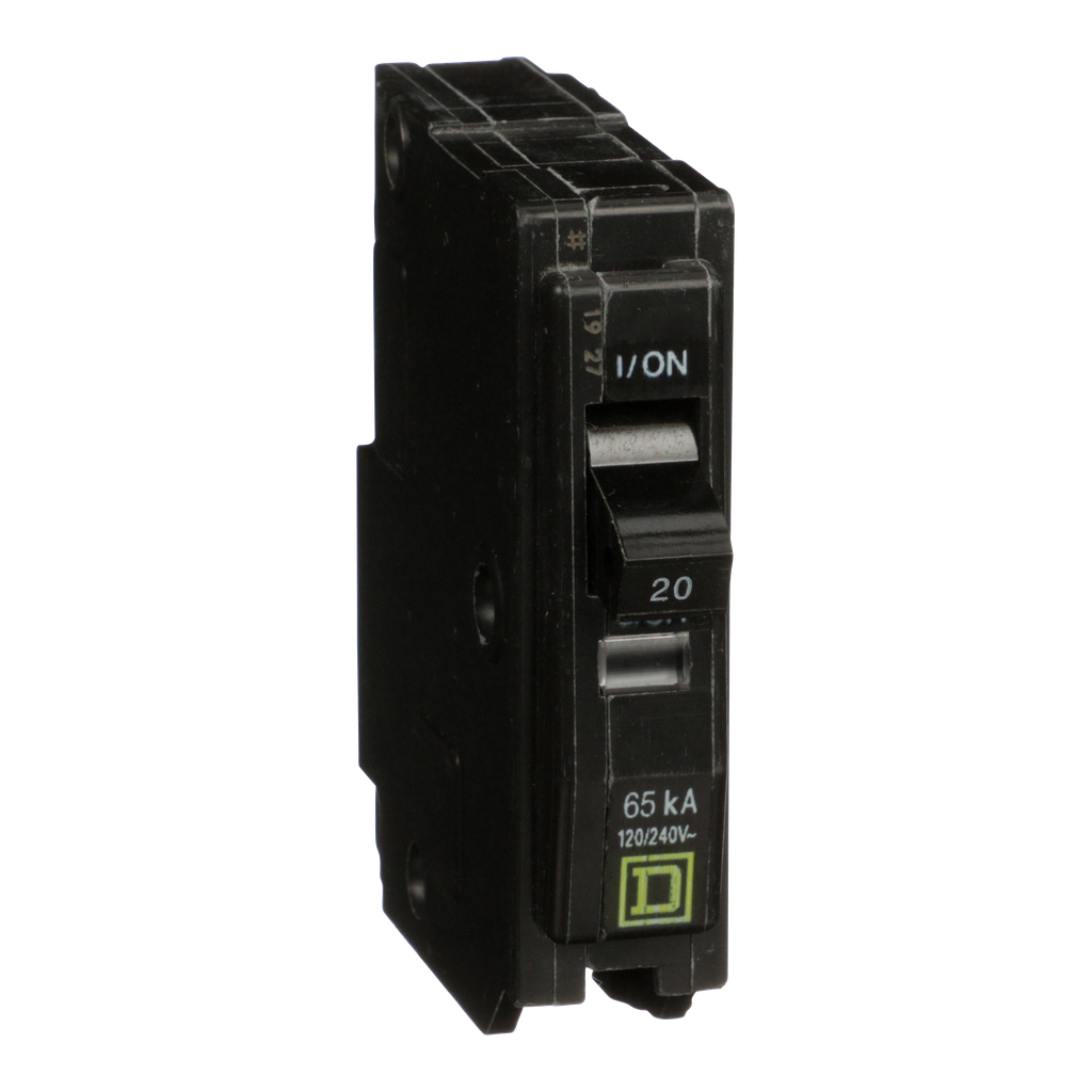 QH120 – Mini circuit breaker, QO, 20A, 1 pole, 120/240VAC, 65kA, plug in