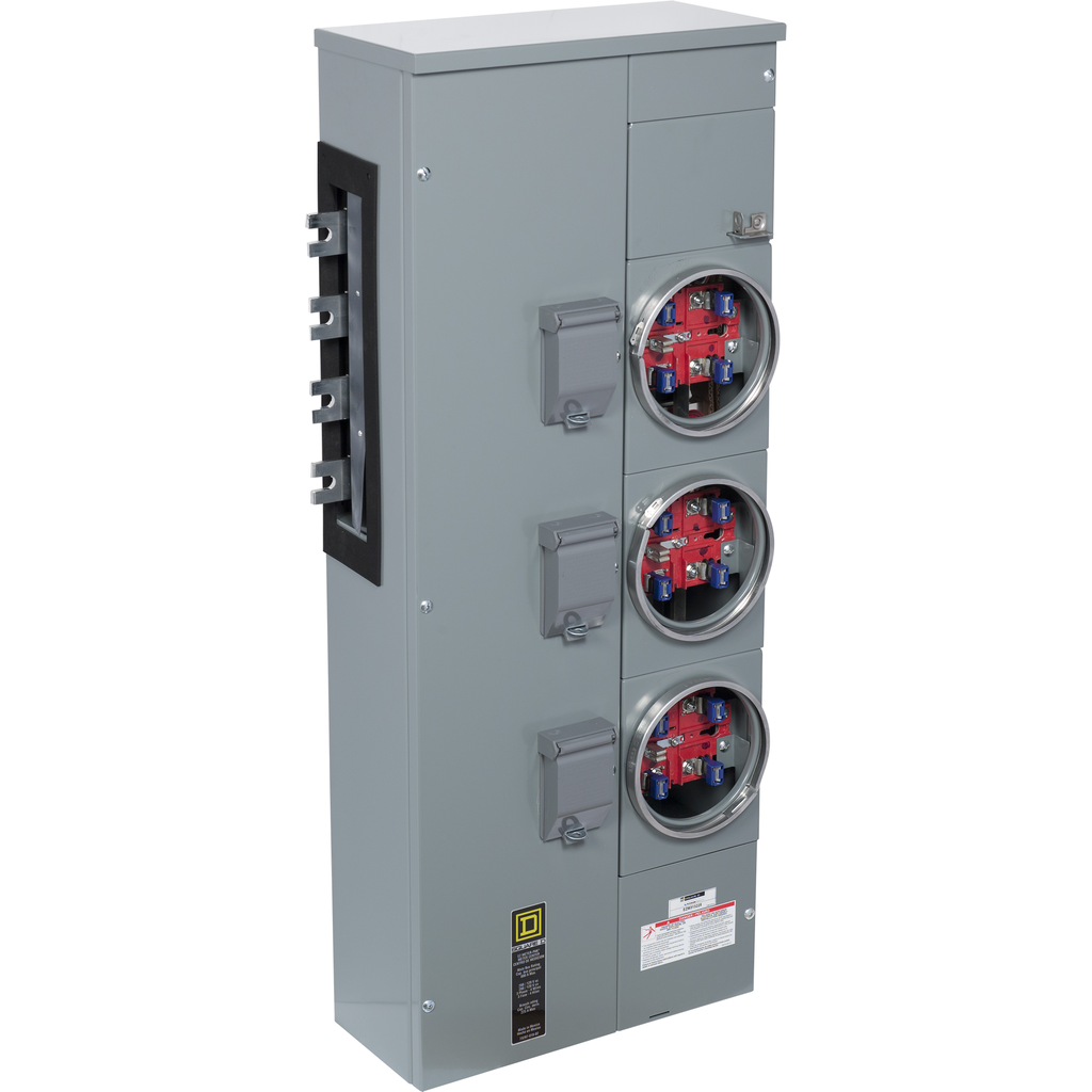 EZM313225X – Branch unit, EZ Meter-Pak, 225A, 3 x 5 jaw sockets, 208Y/120VAC, no bypass, ringed, 1200A Al/Cu busbar