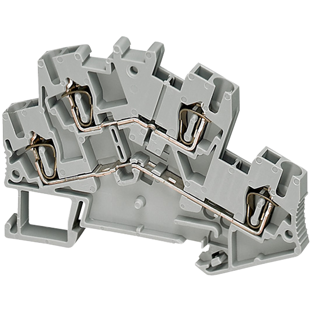 NSYTRR24D – Terminal block, Linergy TR, spring type, feed through, 2 level, 4 points, 2.5mm², grey, set of 50