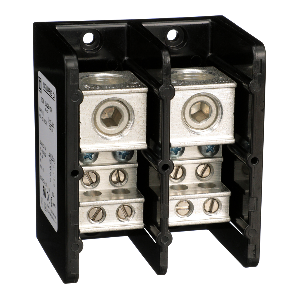 9080LBA263104 – Power distribution block, Linergy, 2 pole, 1 line, 4 load, 335A Cu, 270A Al, 600V
