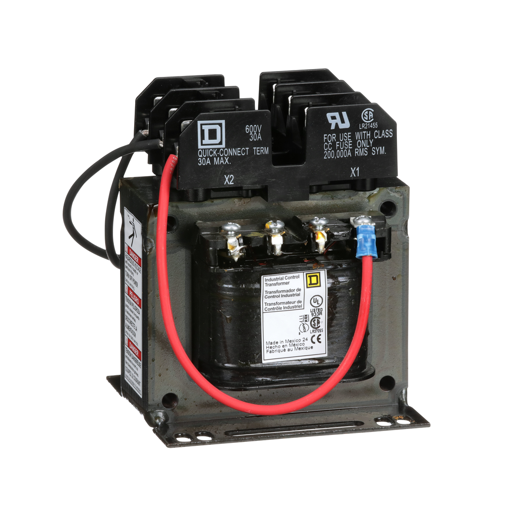 9070TF200D1 – Industrial control transformer, Type TF, 1 phase, 200VA, 240x480V primary, 120V secondary, 50/60Hz