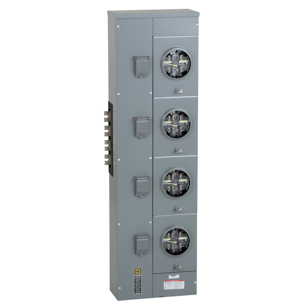 EZML334225CU – Branch unit, EZ Meter-Pak, 225A, 4 x 7 jaw sockets, 208Y/120VAC, lever bypass, ringless, 1200A Cu busbar