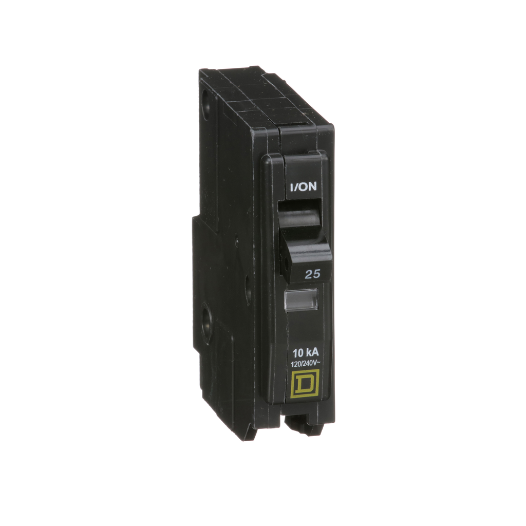 QO125CP – Mini circuit breaker, QO, 25A, 1 pole, 120/240VAC, 10kA, plug in, consumer pack