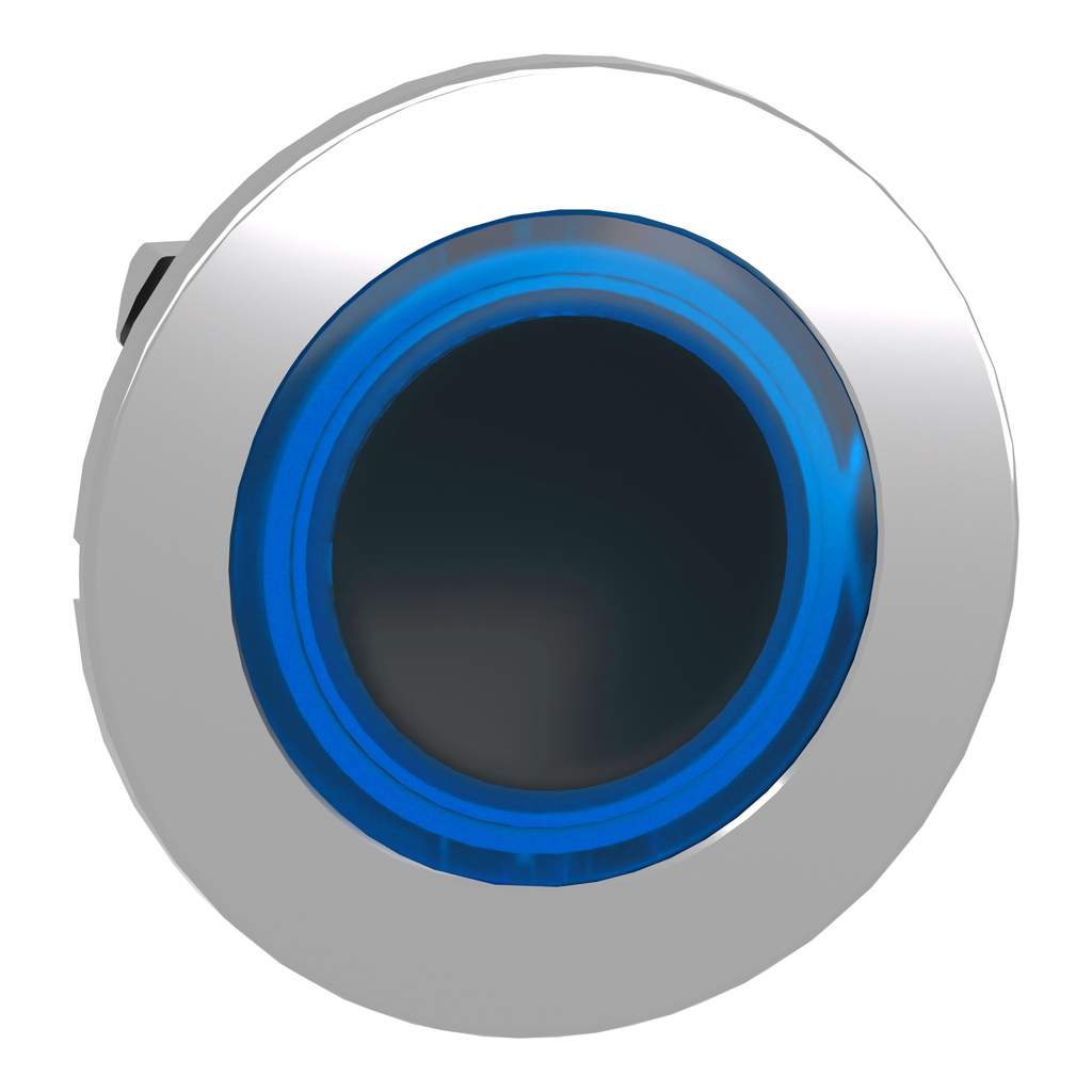 ZB4FW963 – Head for illuminated push button, Harmony XB4, plastic, blue flush, 30mm, universal LED, spring return, illuminated ring