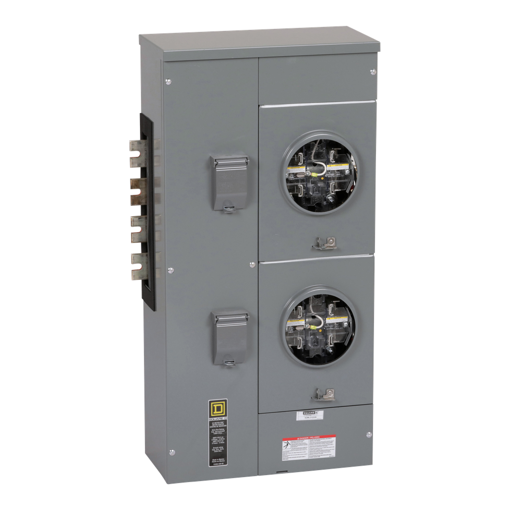 EZML312225 – Branch unit, EZ Meter-Pak, 225A, 2 x 5 jaw sockets, 208Y/120VAC, lever bypass, ringless, 1200A Al/Cu busbar