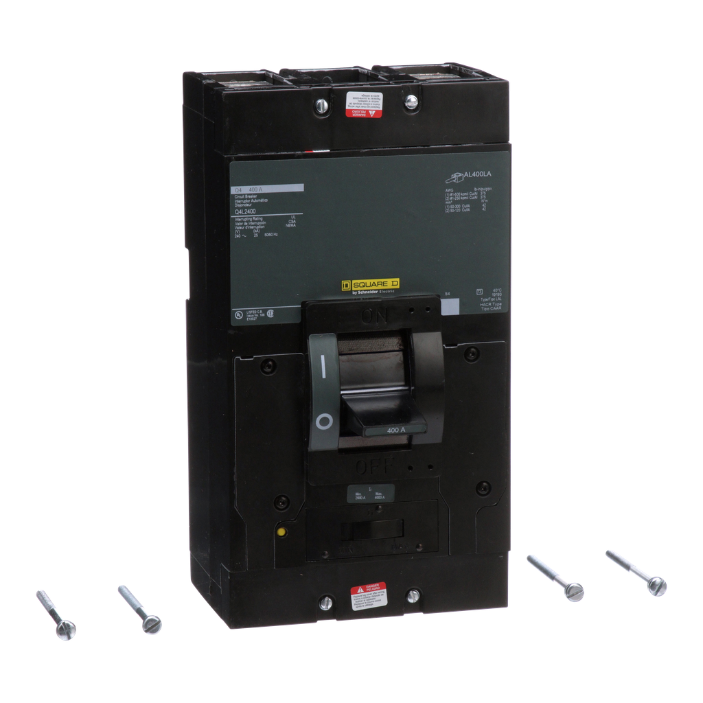 Q4L2400 – Circuit breaker, Q4, 400A, 2 pole, 240VAC, 25kA, lugs, thermal magnetic