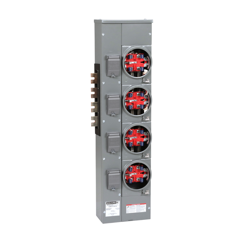 EZMR314125CUX – Branch unit, EZ Meter-Pak, 125A, 4 x 5 jaw sockets, 208Y/120VAC, no bypass, ringless, 1200A Cu busbar