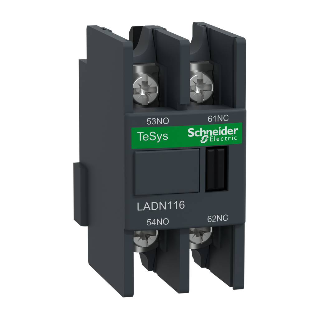 LADN116 – Auxiliary contact block, TeSys Deca, 1NO   1NC, front mounting, lugs-ring terminals