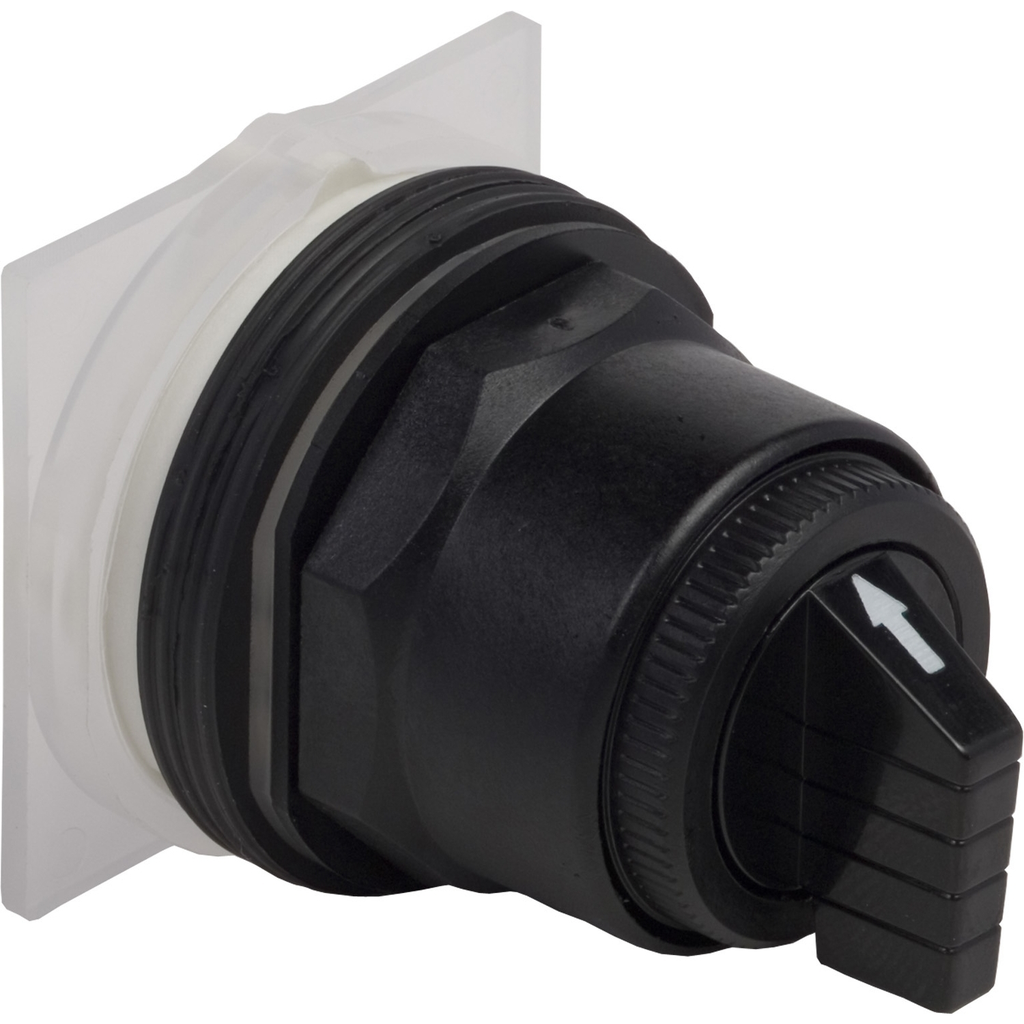Mayer-DDS-Selector switch head, Harmony 9001SK, plastic, standard handle, black, 30mm, 3 positions, spring return right to center-1