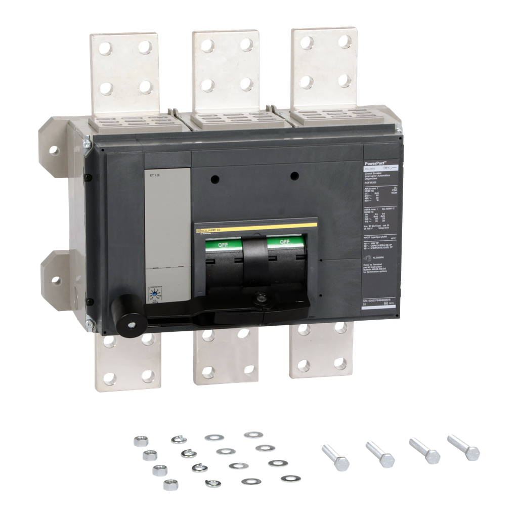 RGF36200 – Circuit breaker, PowerPacT R, 2000A, 3 pole, 600VAC, 18kA, busbar, ET 1.0I, 80%