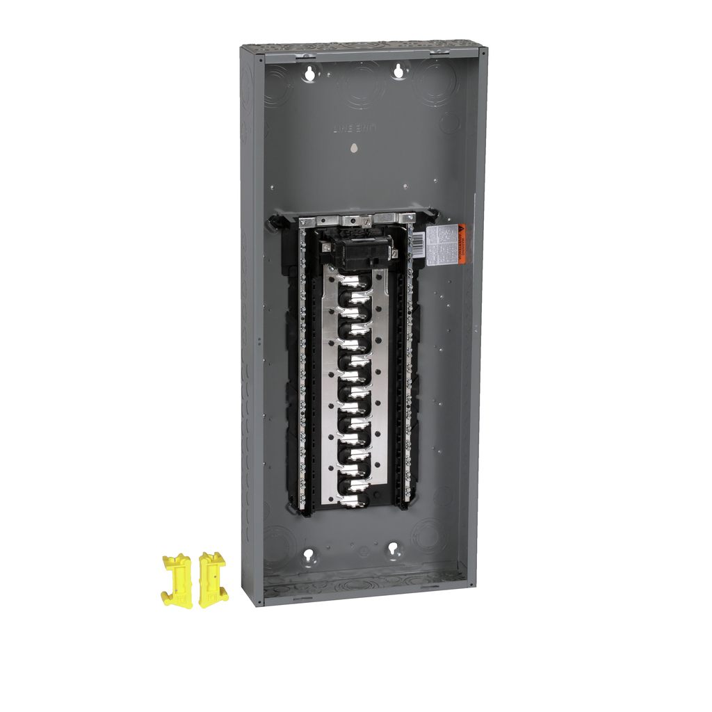 HOM3060M125PC – Load center, Homeline, 1 phase, 30 spaces, 60 circuits, 125A convertible main breaker, PoN, NEMA1, combo cover
