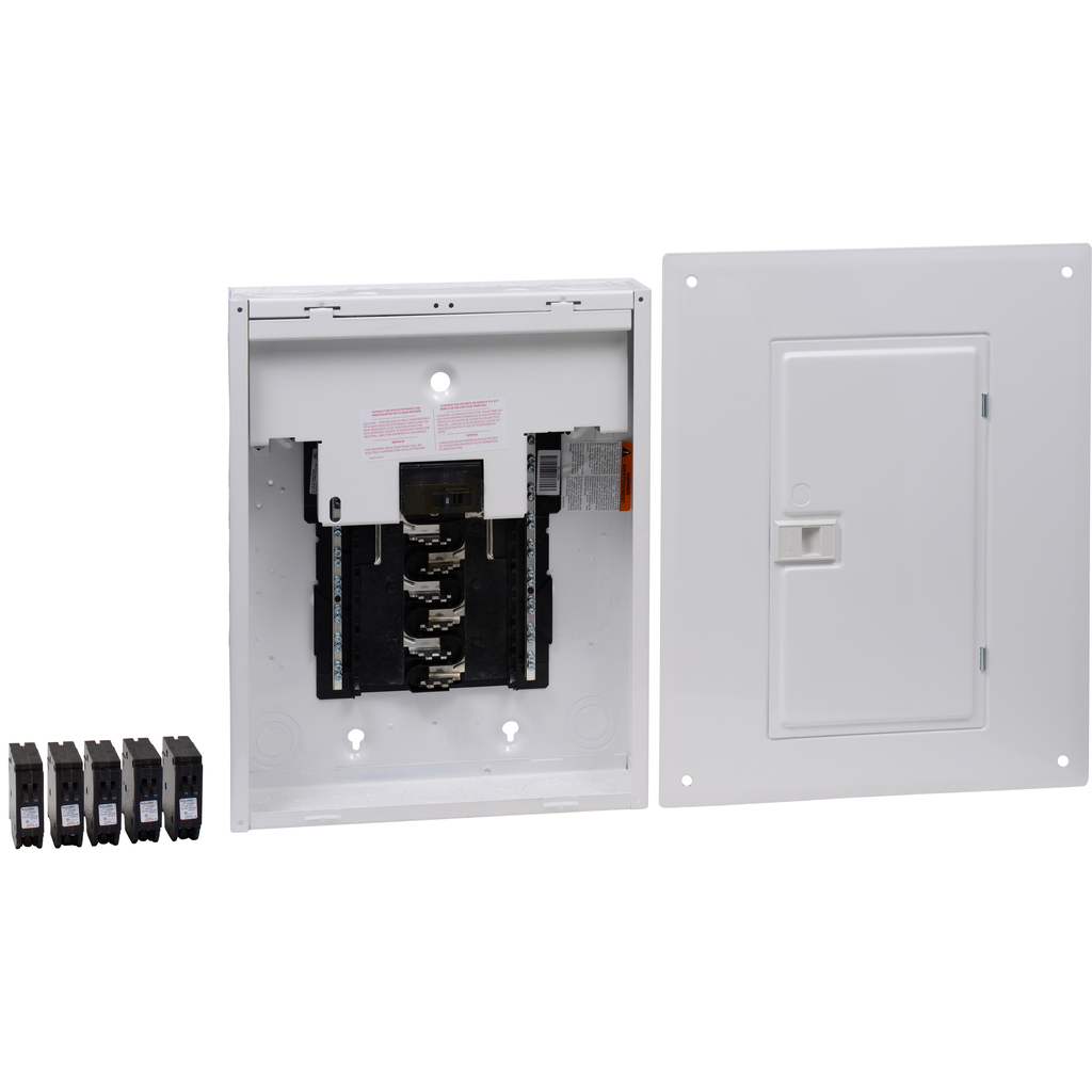 VCP1024 – Load center, Homeline, 1 phase, 12 spaces, 24 circuits, 100A convertible main breaker, PoN, NEMA1, gnd bar, combo cover