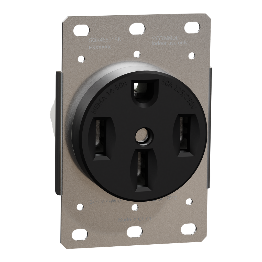 SQR46501BK – Socket-outlet, X Series, 50A, standard, for range, commercial, black, matte finish
