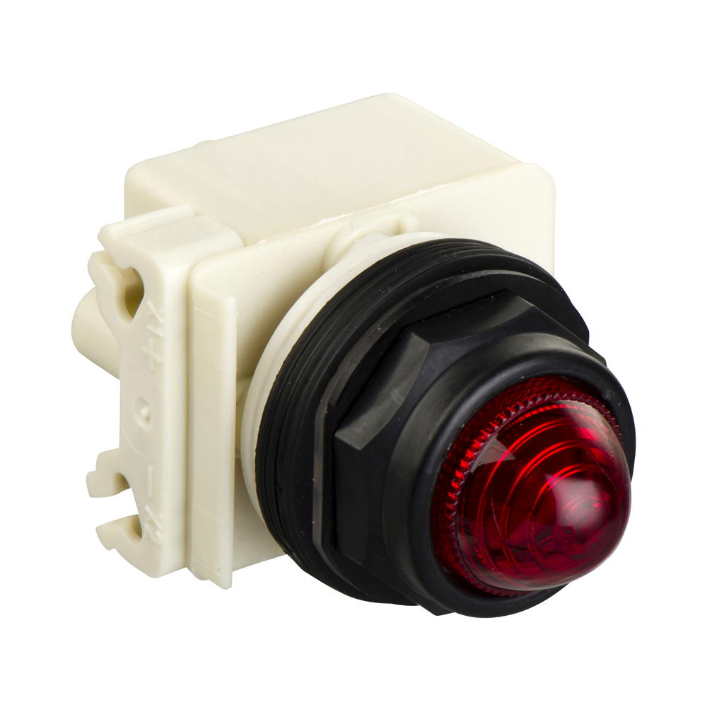 Product image for Square D 9001SKP7R9 30 mm 220/240 Volt Red Lens Plastic Bezel Incandescent Standard Octagonal Pilot Light