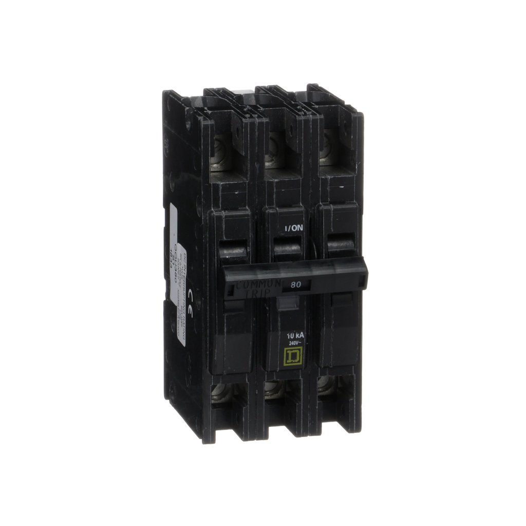 QOU380 – Mini circuit breaker, QOU, 80A, 3 pole, 240 VAC, 10kA