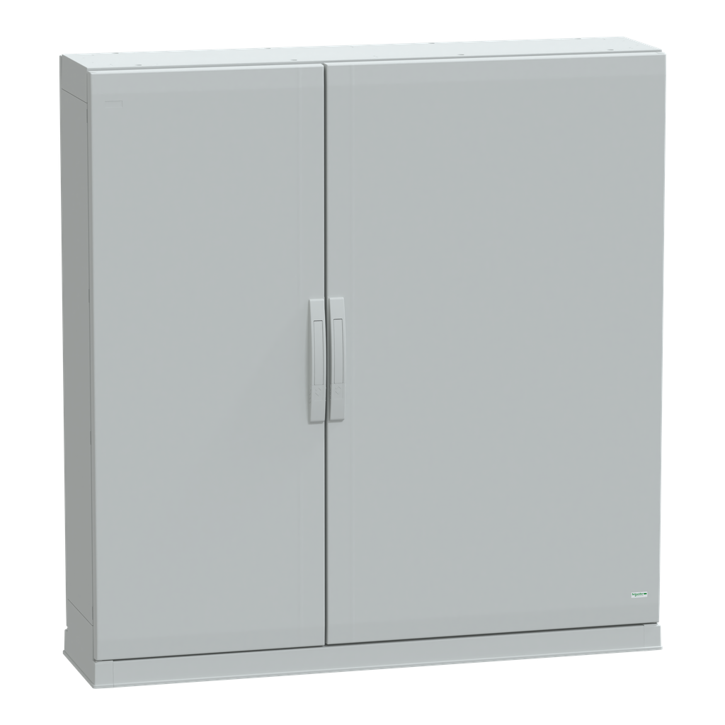 NSYPLAZ12123G – Floor standing polyester enclosure, Thalassa PLA, plain door, open bottom, 1250x1250x320mm, IP54, IK10