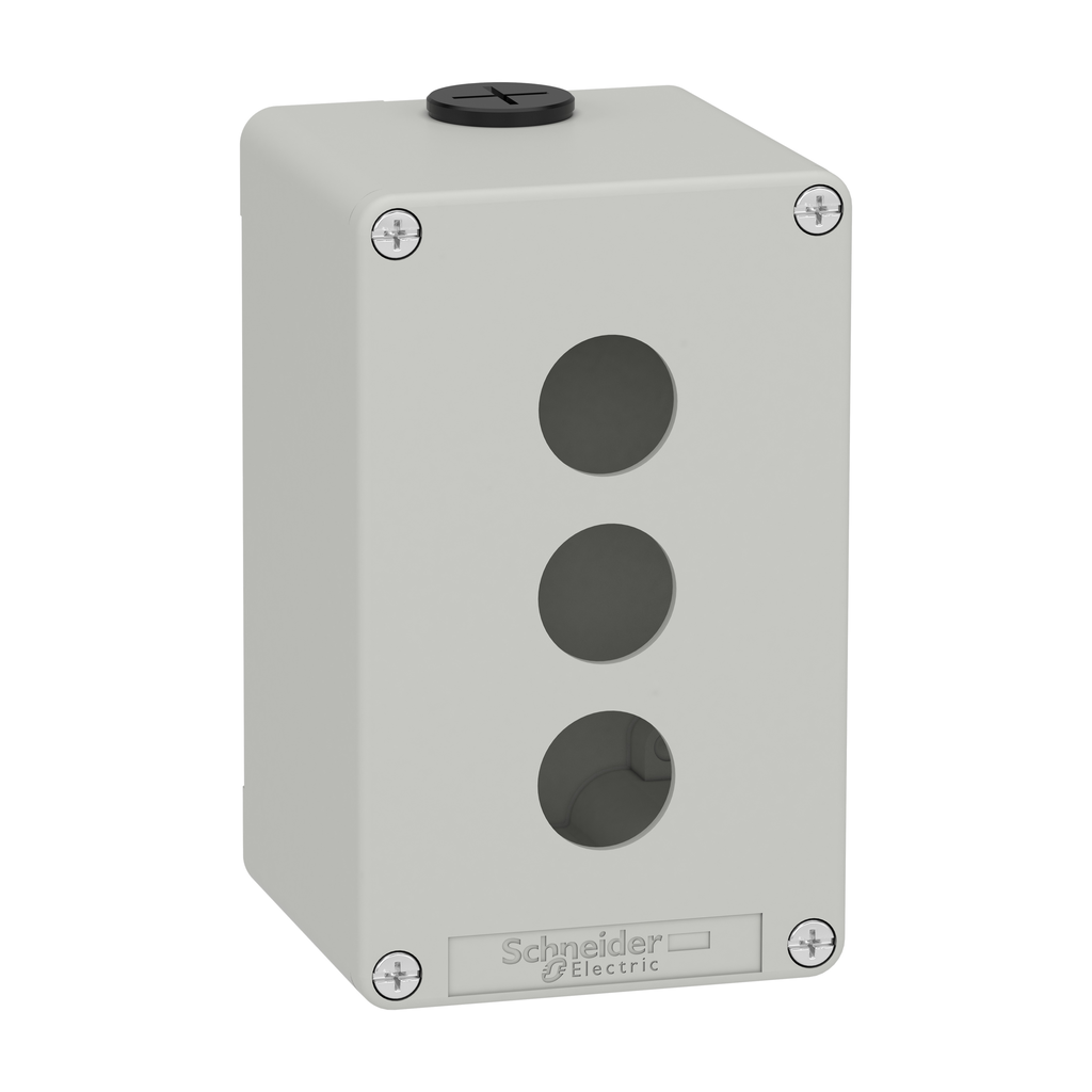 XAPD2503 – Die cast empty control station, Harmony XAP, XB2 SL, zinc alloy, grey, M20, 3 cut outs 22mm, 80x130x77mm, UL cULus