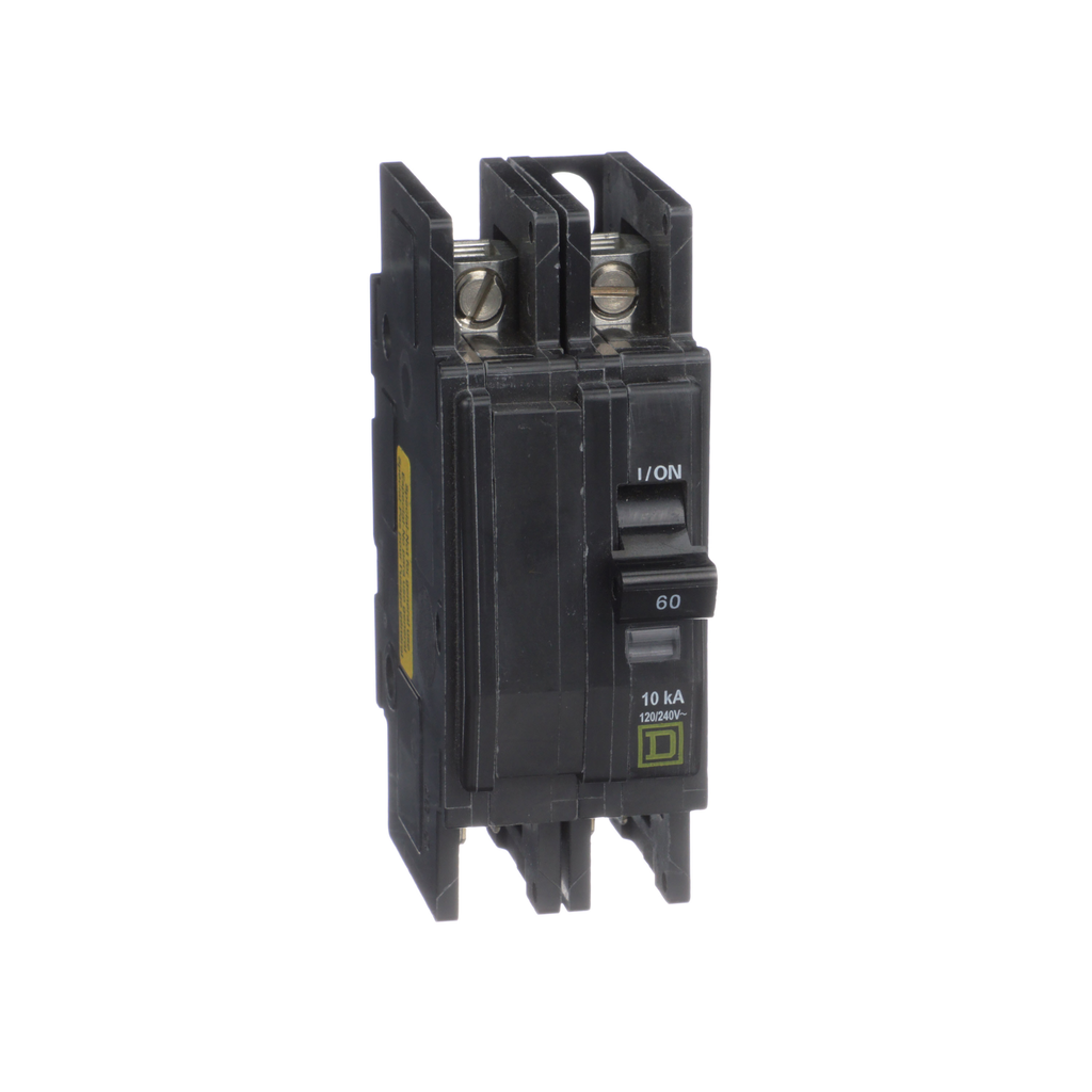 QOUQ260 – Mini circuit breaker, QOU, 60A, 2 pole, 120/240 VAC, 10kA, four point quick connect terminals