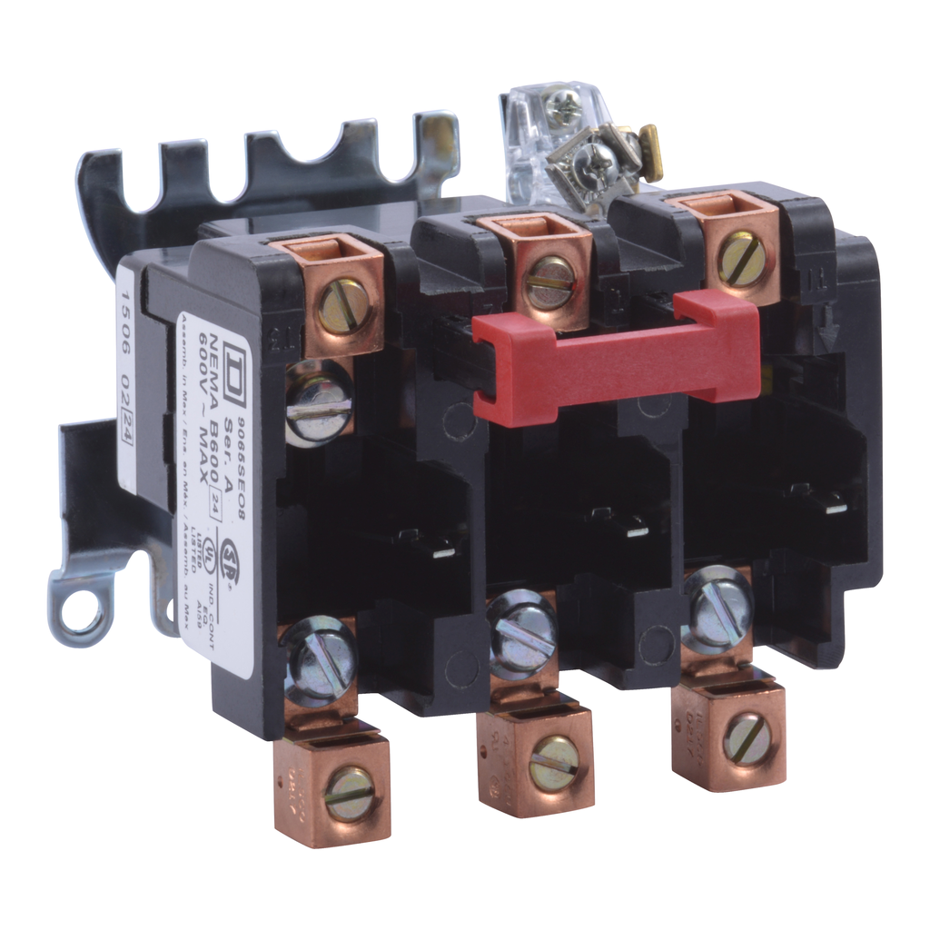 9065SEO8 – Overload Relay, Type S, melting alloy, separate mount overload, NEMA size 2, 3 pole, 3 phase, 45A, 600VAC