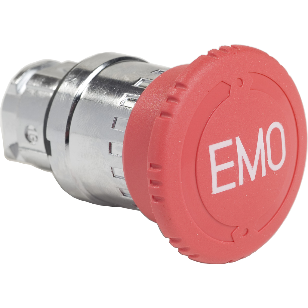ZB4BS84430 – Emergency stop head, Harmony XB4, switching off, metal, red mushroom 40mm, 22mm, trigger latching turn to release, marked EMO