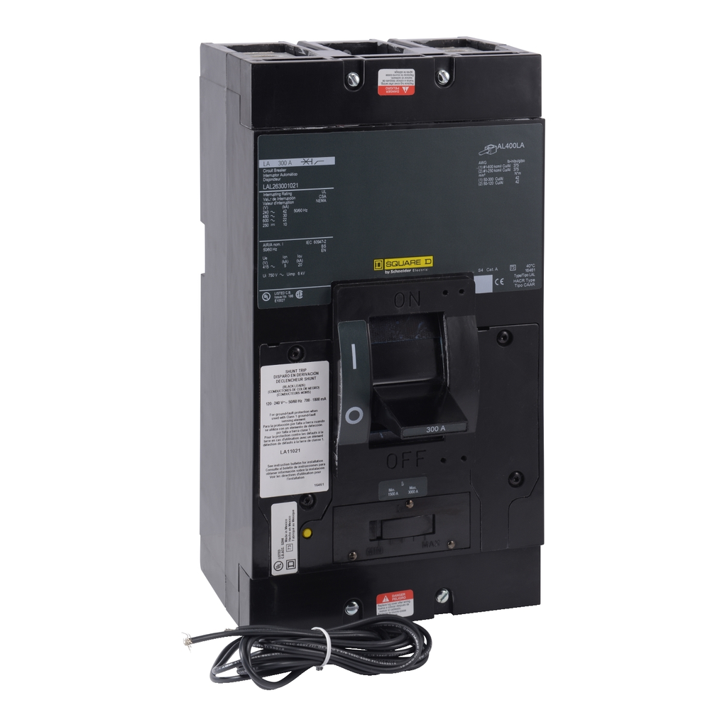 Mayer-DDS-Circuit breaker, LA, 300A, 3 pole, 600VAC, 22kA, 250VDC, 10kA, I-Line, thermal magnetic, shunt trip-1