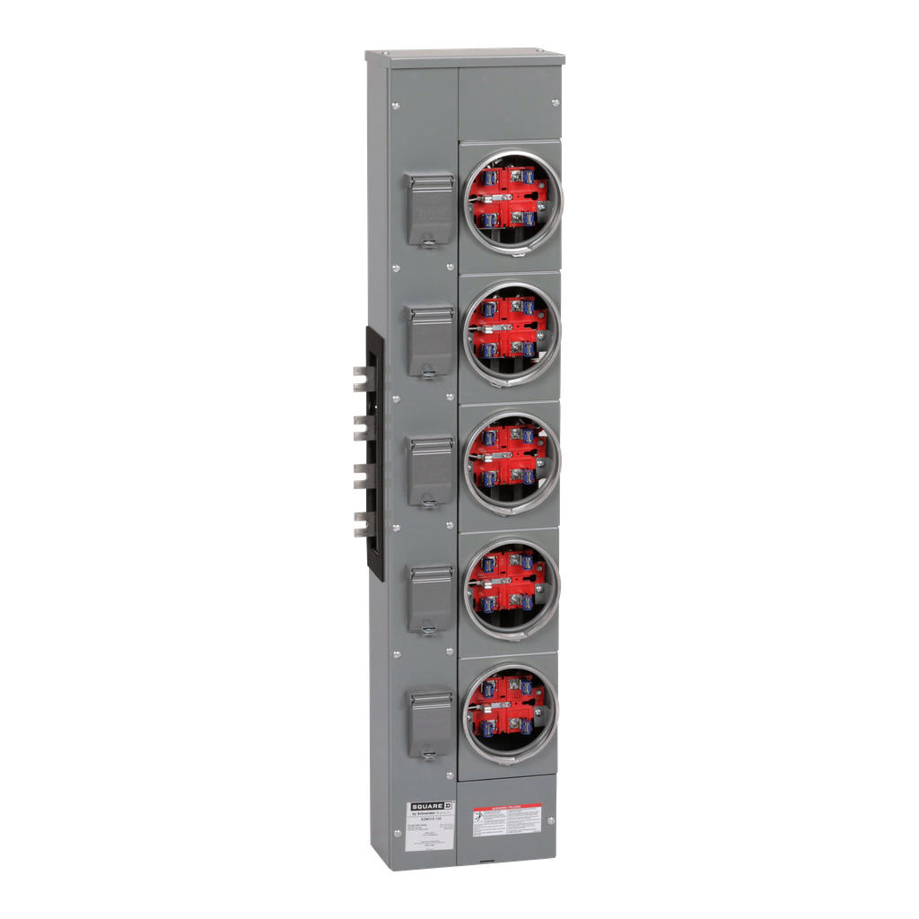 EZM315125 – Branch unit, EZ Meter-Pak, 125A, 5 x 5 jaw sockets, 208Y/120VAC, no bypass, ringed, 800A Al busbar