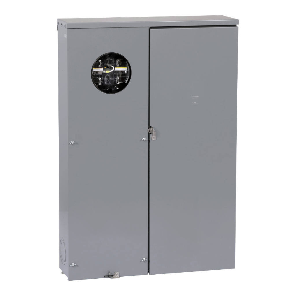 QU12L400SL150 – Meter mains, QO, CSED, ringless socket, 400A, surface mount, maximum 12 spaces, Class 320 with lever bypass