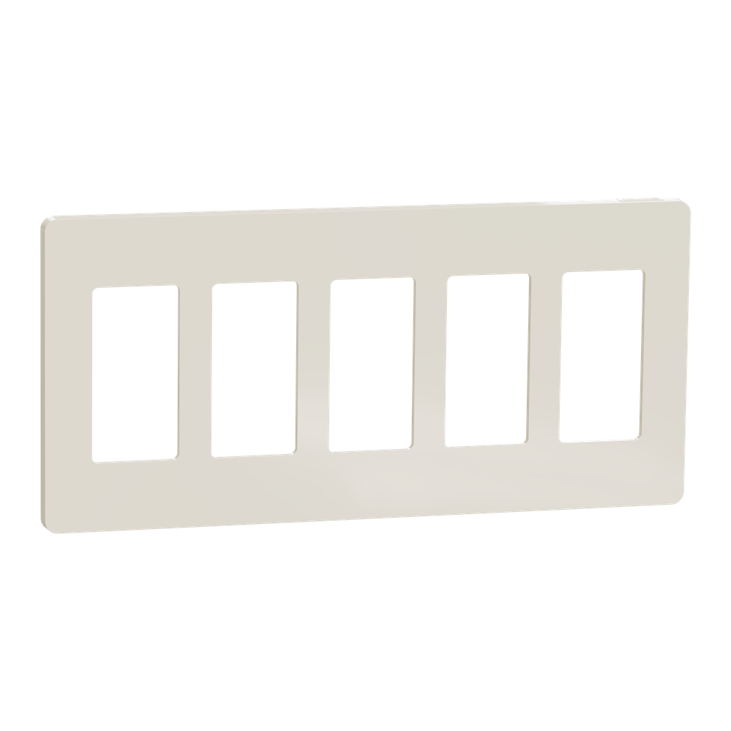 SQWP141005LA – Cover frame, X Series, 5 gangs, screwless, light almond, matte finish
