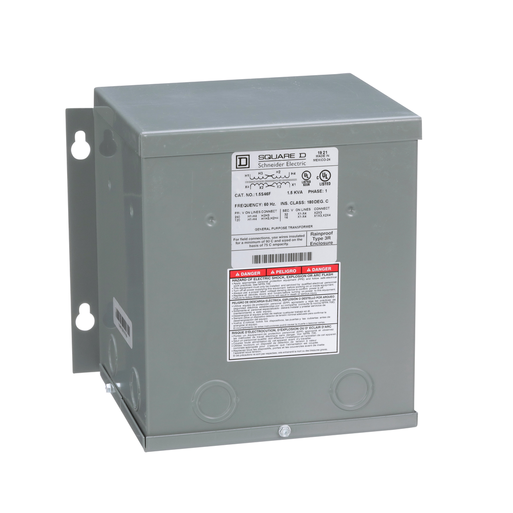 1.5S46F – Transformer, buck boost, encapsulated, 1.5kVA, 1 phase, 120x240V primary, 16/32V secondary, NEMA 3R, 115C rise