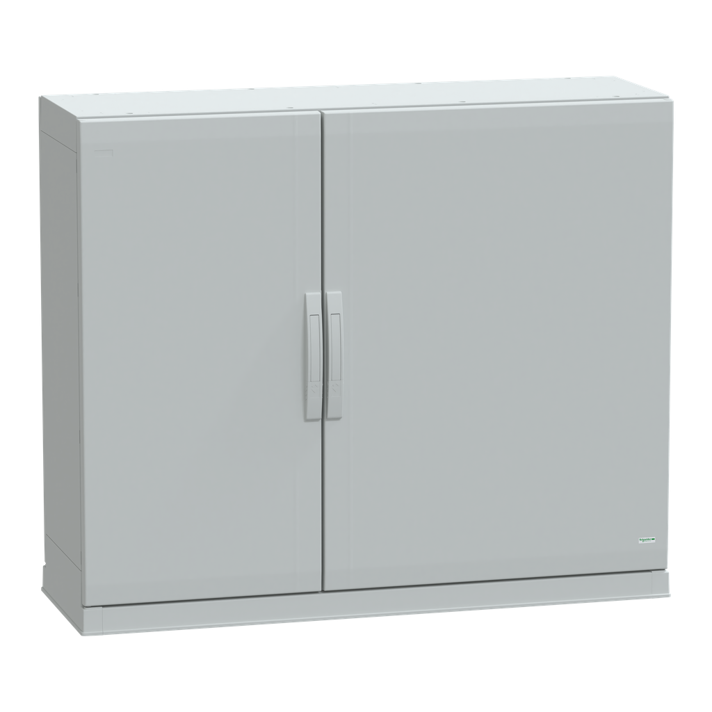 NSYPLAZ10124G – Floor standing polyester enclosure, Thalassa PLA, plain door, open bottom, 1000x1250x420mm, IP54, IK10