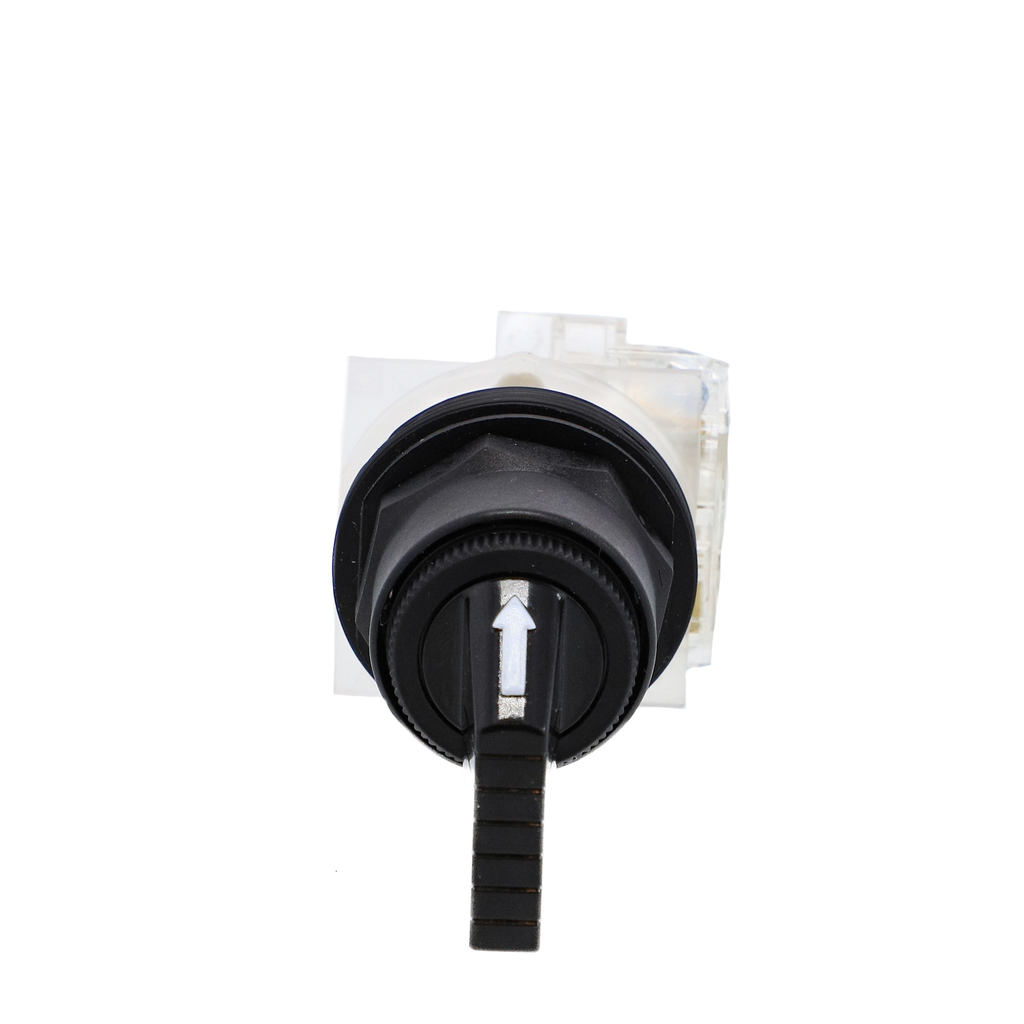 Mayer-DDS-Selector switch, Harmony 9001SK, plastic, long handle, black, 30mm, 3 positions, stay put, 1 C/O-2
