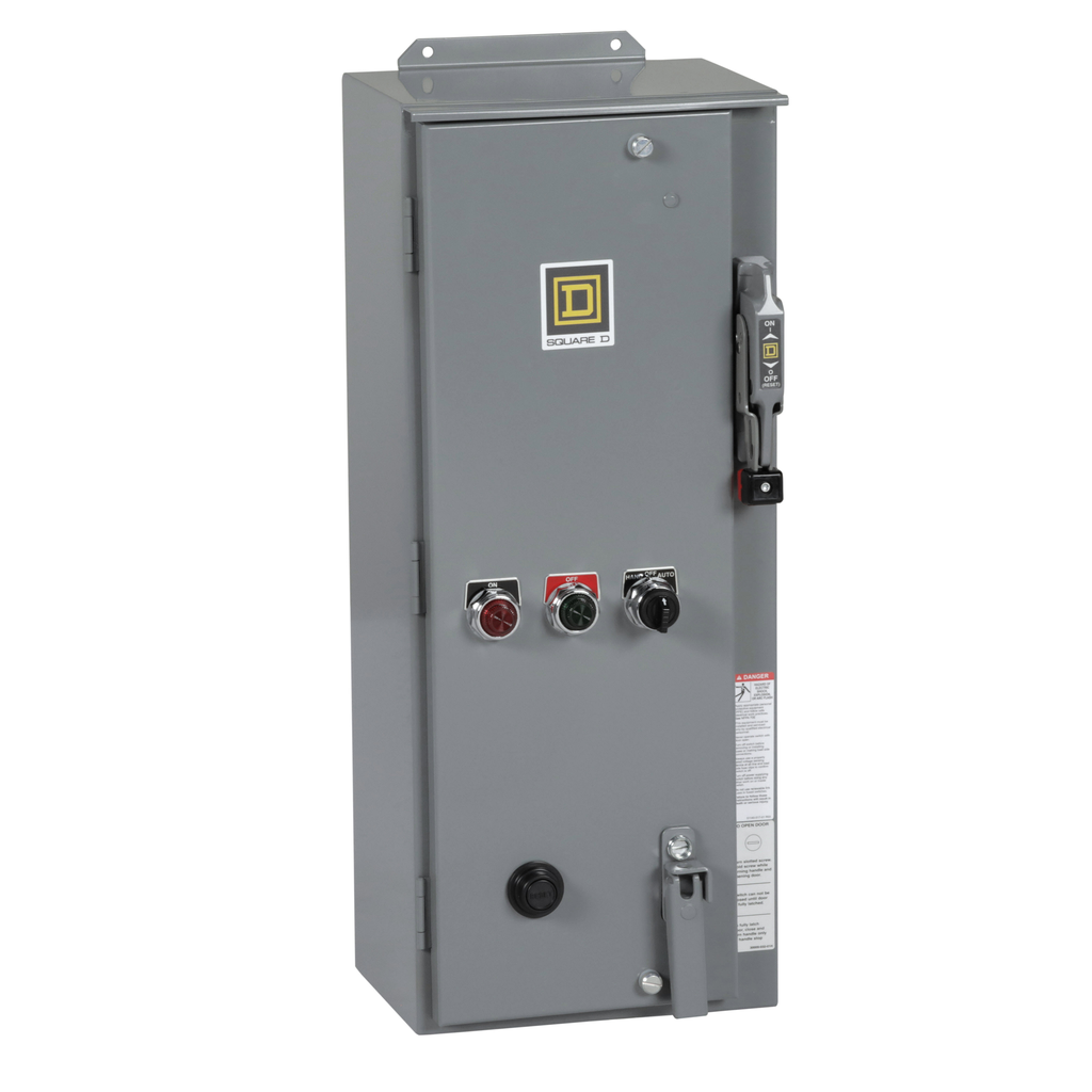 8538SDASP6 – NEMA combination starter, Type S, 60A fusible disconnect, Size 2, 45A, 25HP at 600VAC, 3 phase, 3 pole, Motor Logic SSOLR, 120VAC coil, NEMA 12