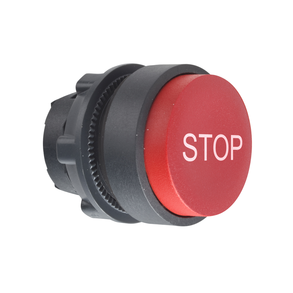 ZB5AL434 – Projecting push button head 40mm, Harmony XB5, plastic, red, 22mm, spring return, marked STOP