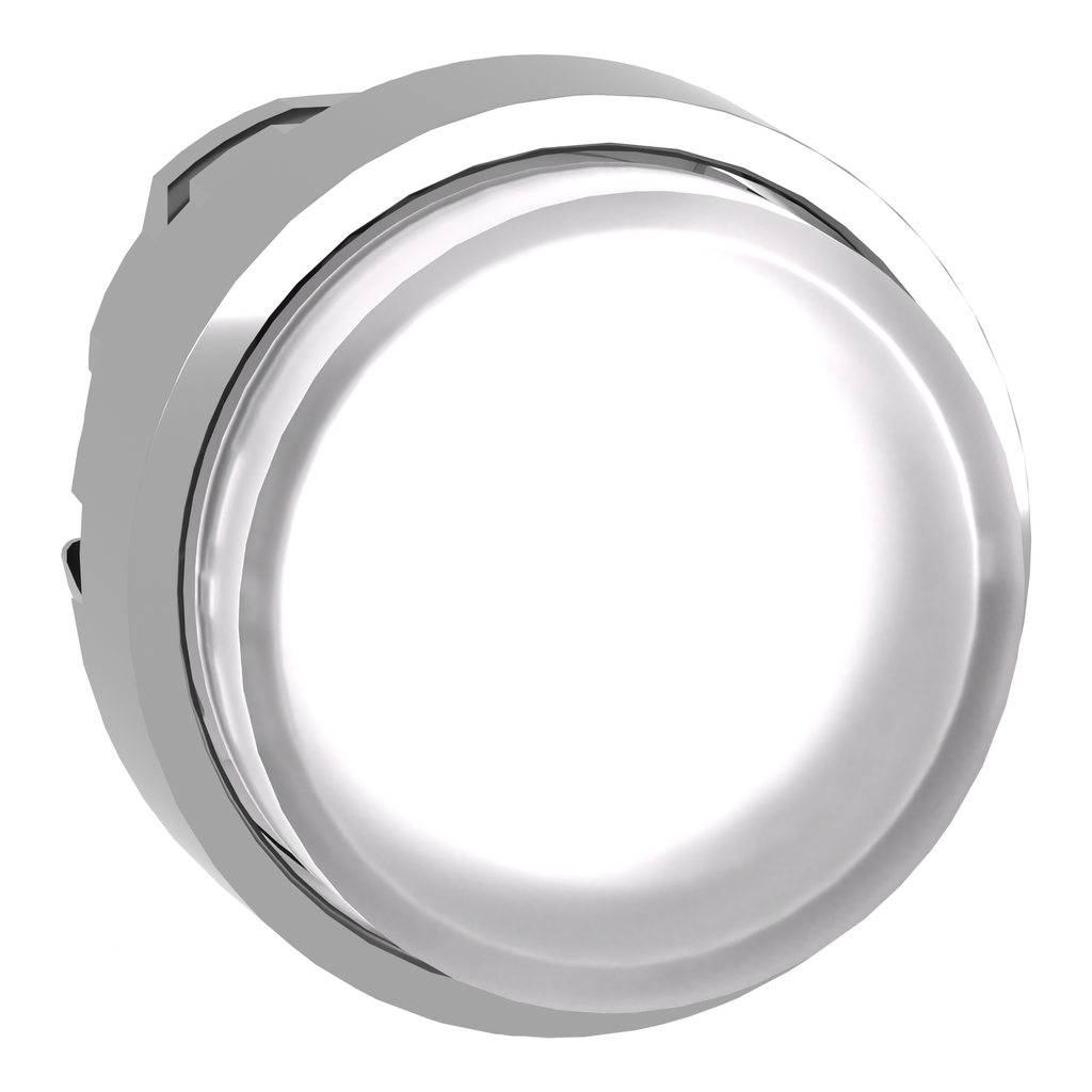 ZB4BH13 – Head for illuminated push button, Harmony XB4, metal, white projecting, 22mm, push push, universal LED, unmarked