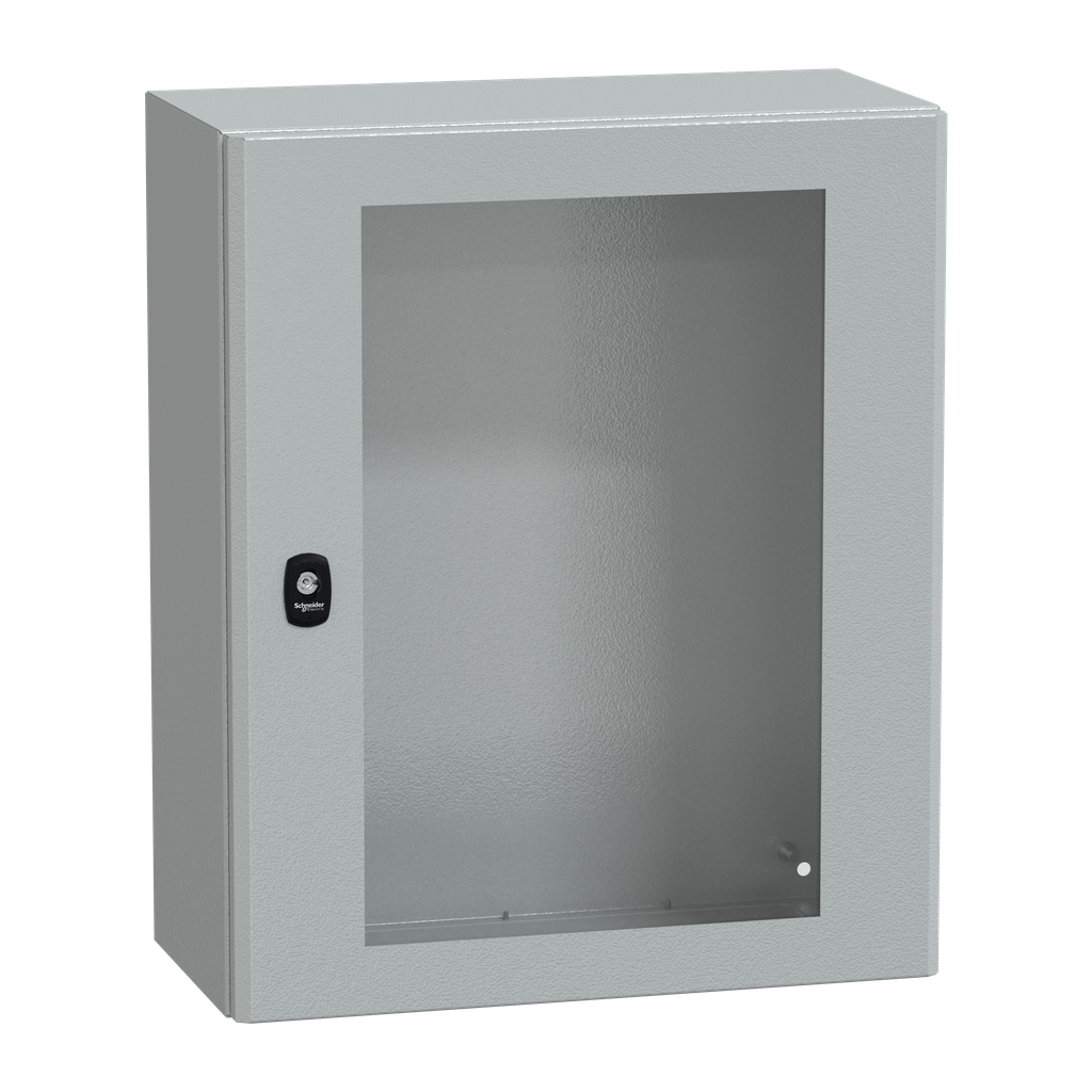 NSYS3D6525T – Wall mounted steel enclosure, PanelSeT S3D, transparent door, without mounting plate, 600x500x250mm, IP66, IK08