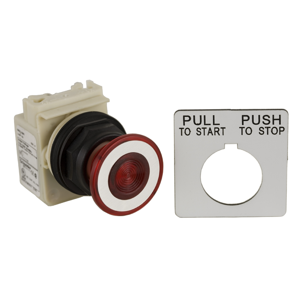 Mayer-DDS-Push-button, Harmony 9001SK, plastic, mushroom 41mm, red, 30mm, 2 positions, push-pull, 2 C/O-1