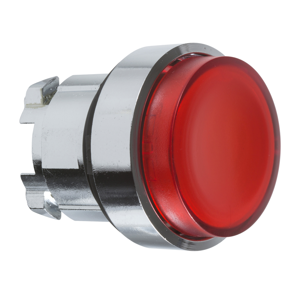 ZB4BW14 – Head for illuminated push button, Harmony XB4, metal, red projecting, 22mm, spring return, BA9s bulb, unmarked