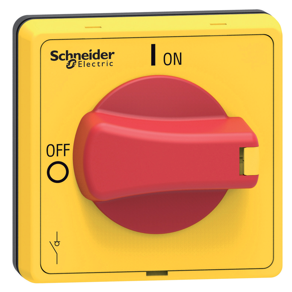 VLSH4S5R – Disconnect switch, TeSys VLS, protruding rotary handle, screw mounting, 48×48 mm, red handle, 5 mm shaft