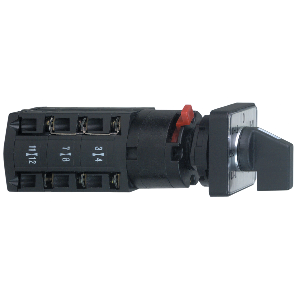 K10D024MCH – Cam voltmeter switch, Harmony K, phases-phases, 16mm or 22mm, plastic, 4 positions, position 0, 45 degree, 10A, 30x30mm, marked 0/L1-L2/L2-L3/L3-L1