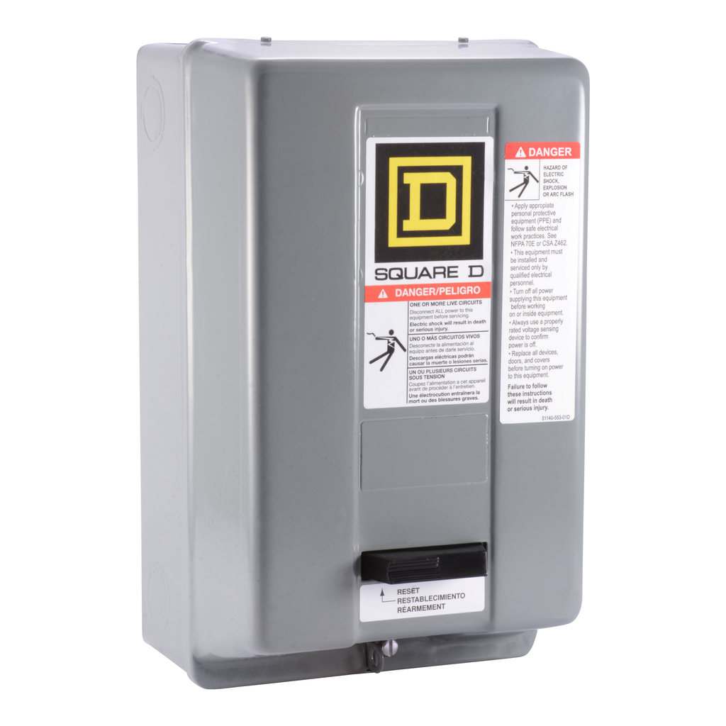 9991SDG8 – NEMA Motor Starter, Type S, nonreversing, enclosure, for 8536SD, NEMA Size 2, NEMA 1