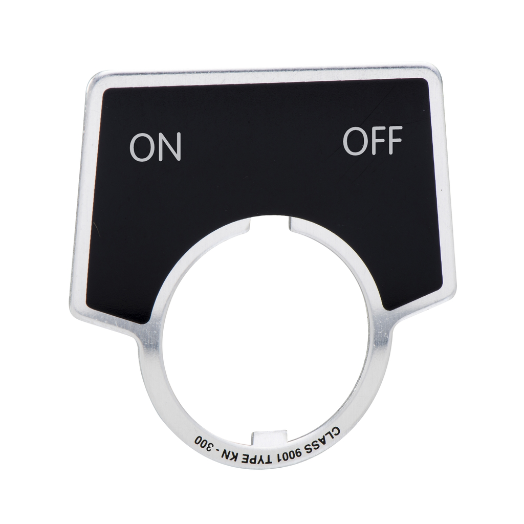 Mayer-DDS-Harmony 9001K, Harmony 9001SK, legend, 30mm, aluminium, black with silver letters, 44x50mm, marking ON-OFF-1