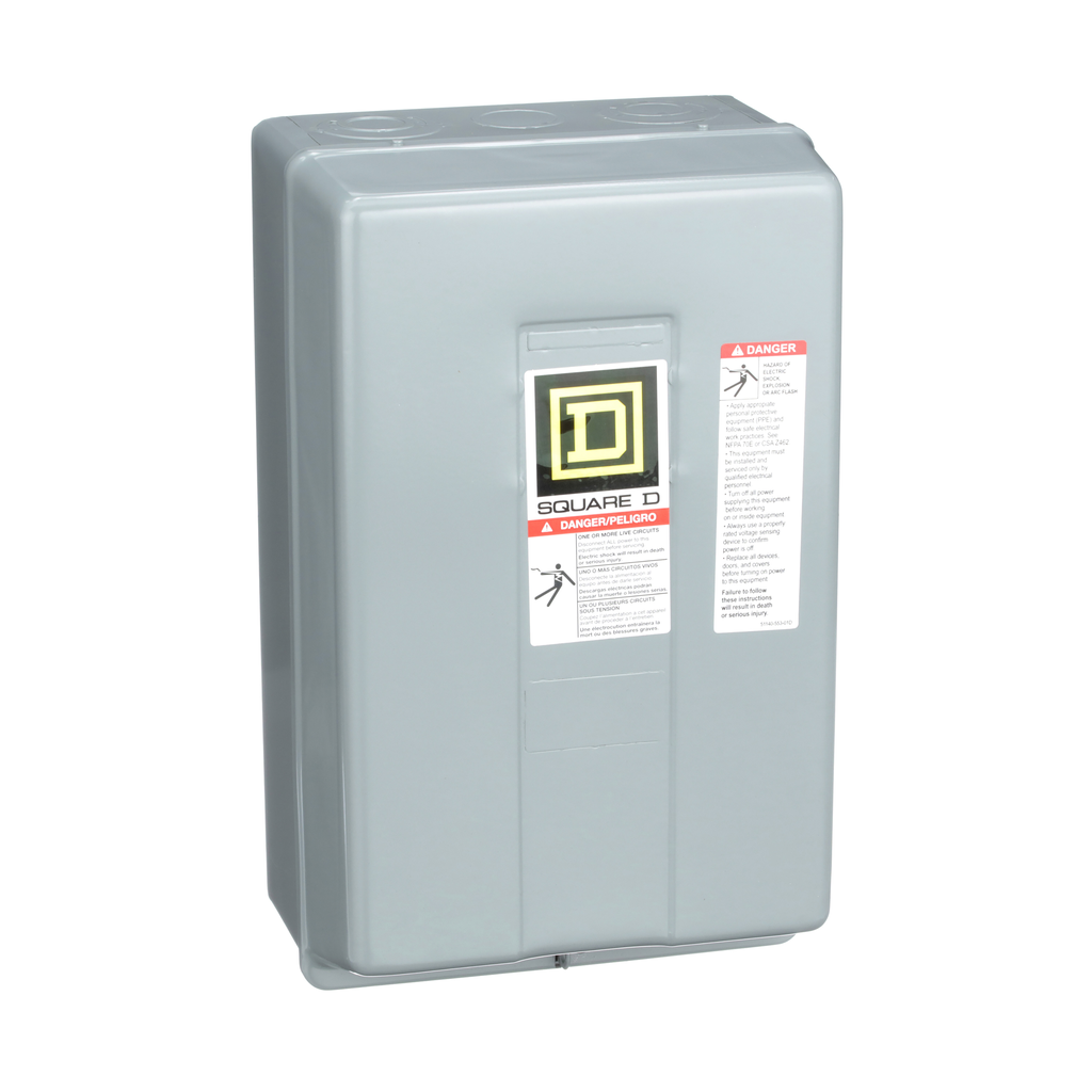 8903LG20V02 – Contactor, Type L, multipole lighting, electrically held, 30A, 2 pole, 600V, 110/120VAC 50/60Hz coil, NEMA 1