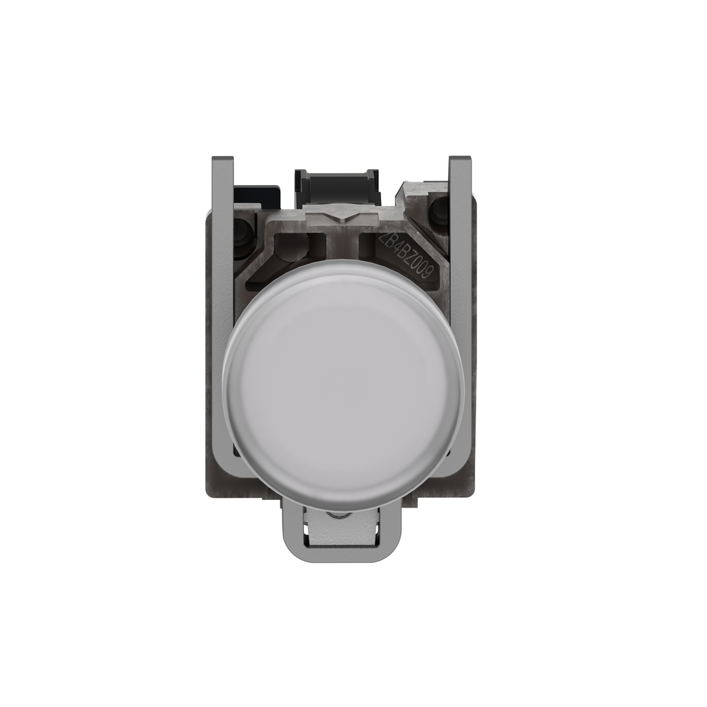 XB4BV61 – Pilot light, Harmony XB4, metal, white, 22mm, plain lens with BA9s bulb, lt 250V