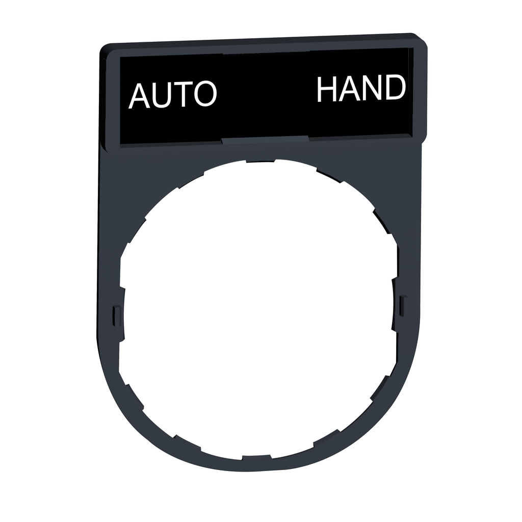 ZBY2364 – Legend holder, Harmony XB4, 30 x 40mm, plastic, 8 x 27mm legend, white marked AUTO-HAND