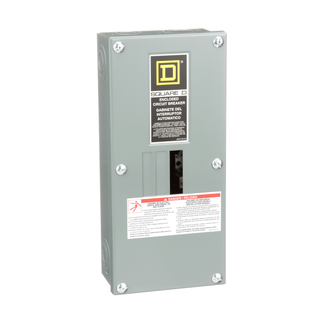 QO3100BNS – Circuit breaker enclosure, QO, 3 phase, 3 spaces, 100A, NEMA1, surface cover, UL
