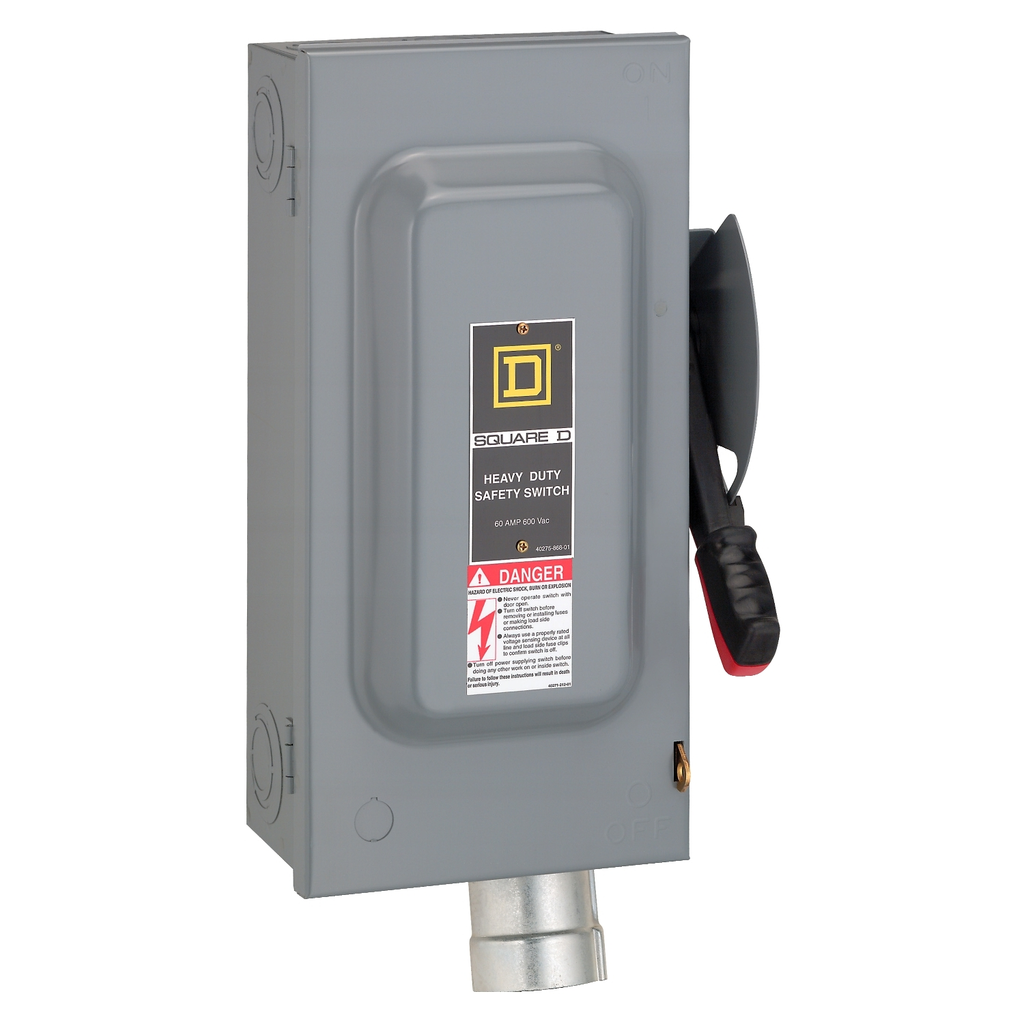 Mayer-DDS-Safety switch, heavy duty, non fusible, 60A, 600VAC/DC, 3 poles, 60HP, NEMA 12K, Hubbellock receptacle-1